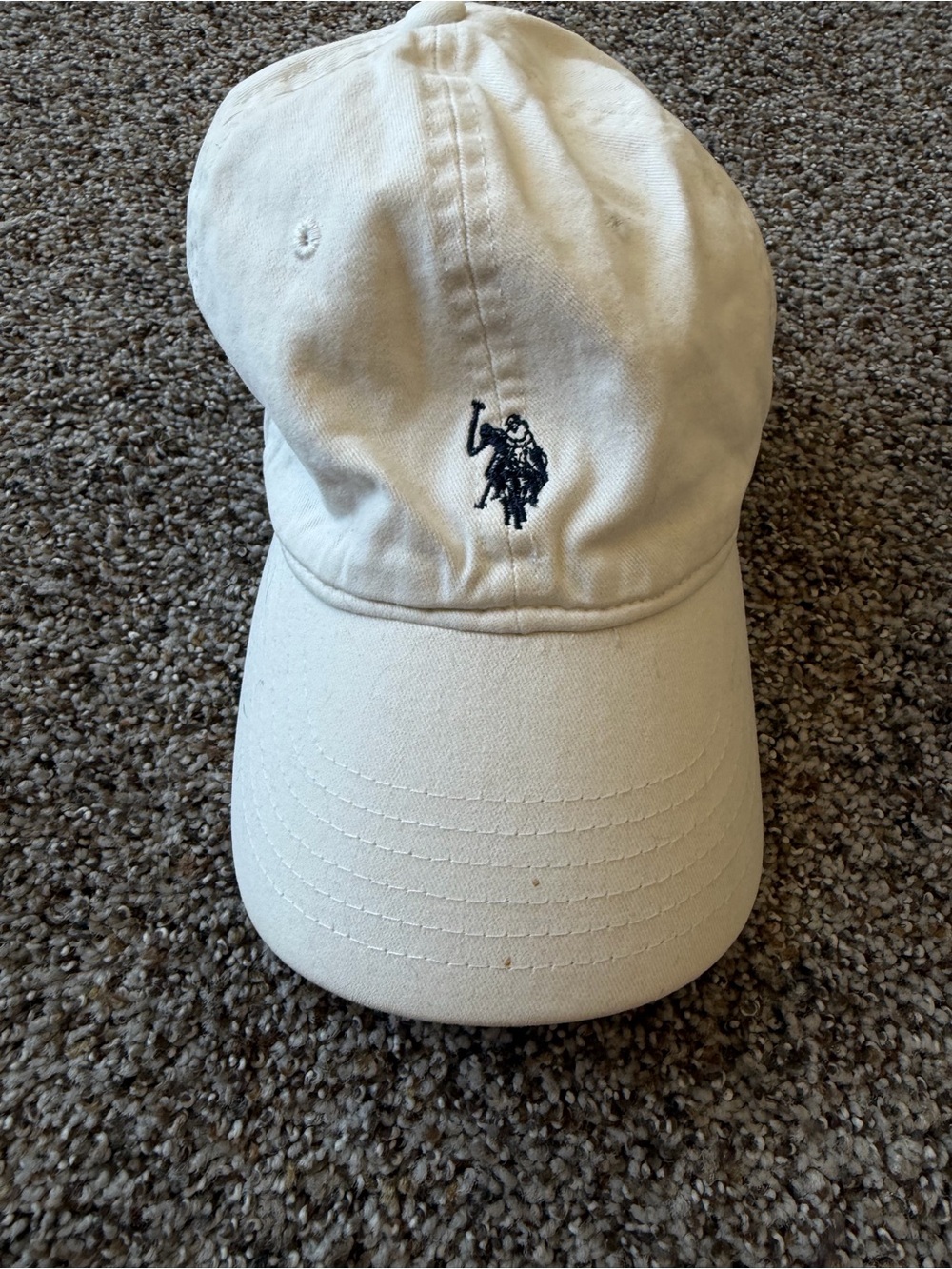 U.S. Polo Assn White Embroidered Horse Logo Adjustable Dad Hat Baseball Cap OS